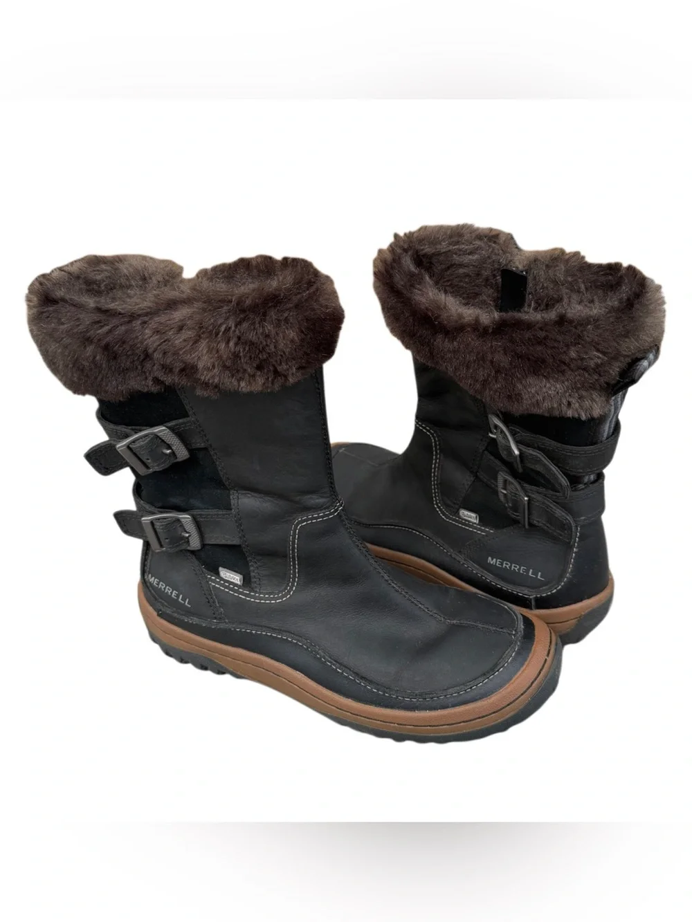 Women’s Merrell Decora Chant Waterproof Boot Sz 10 Leather Pig Suede Winter Snow